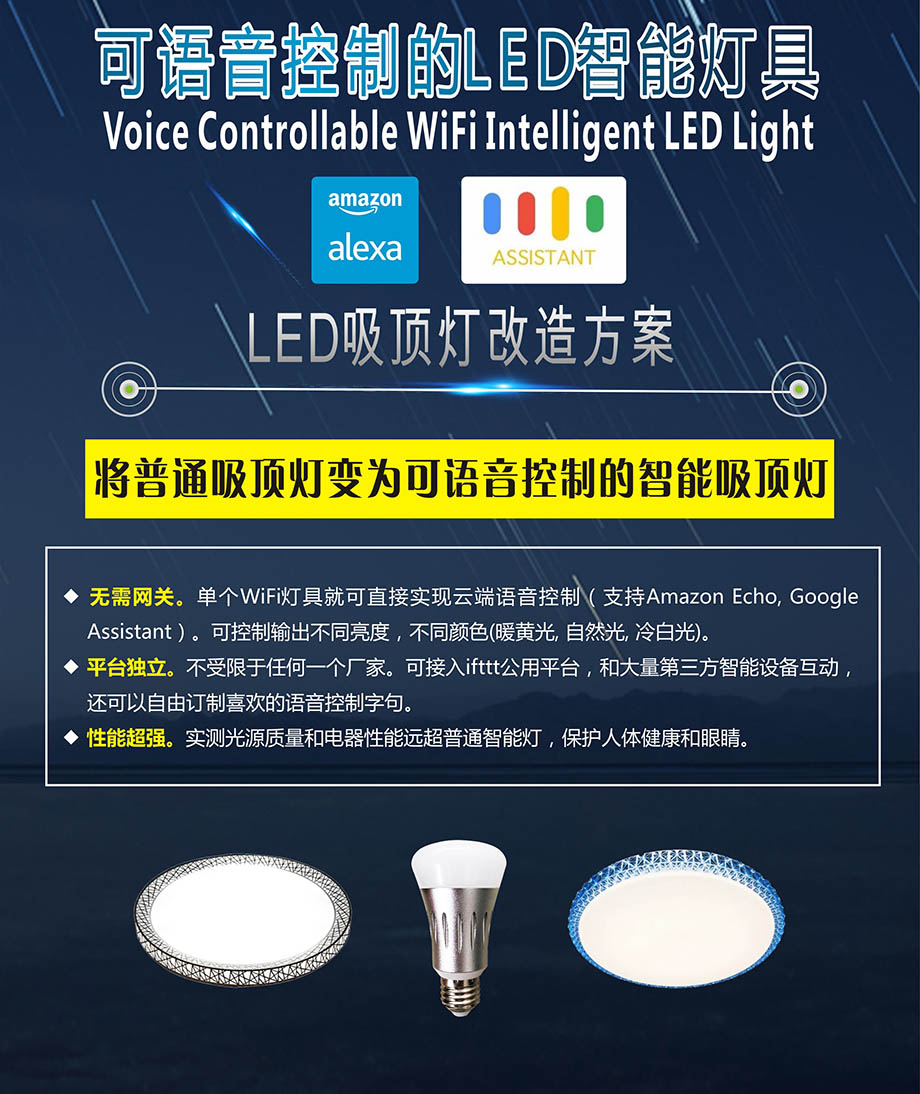 可语音控制的LED智能灯具